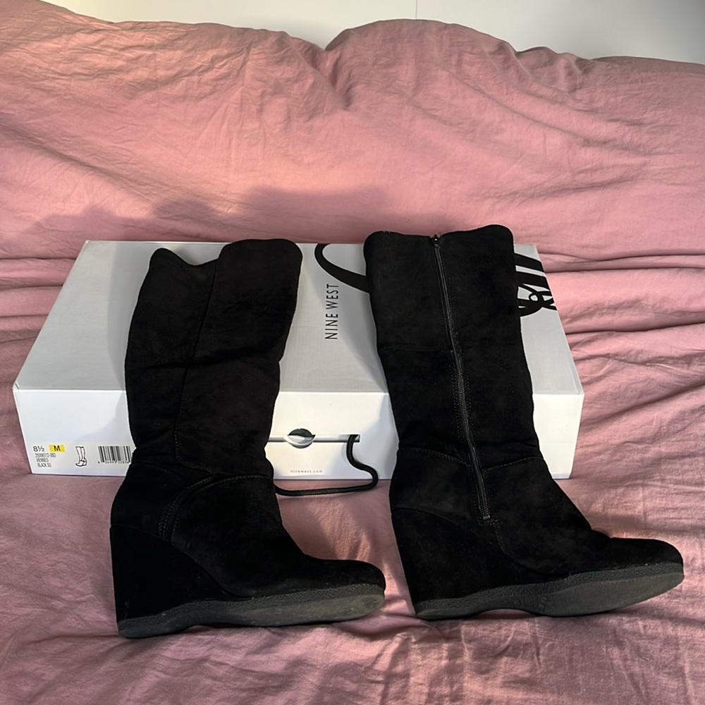 Over the Knee Black Suede Nine West Boots.